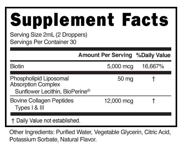 Liposomal Biotin & Collagen Peptides Type I & III Liquid - Supplement